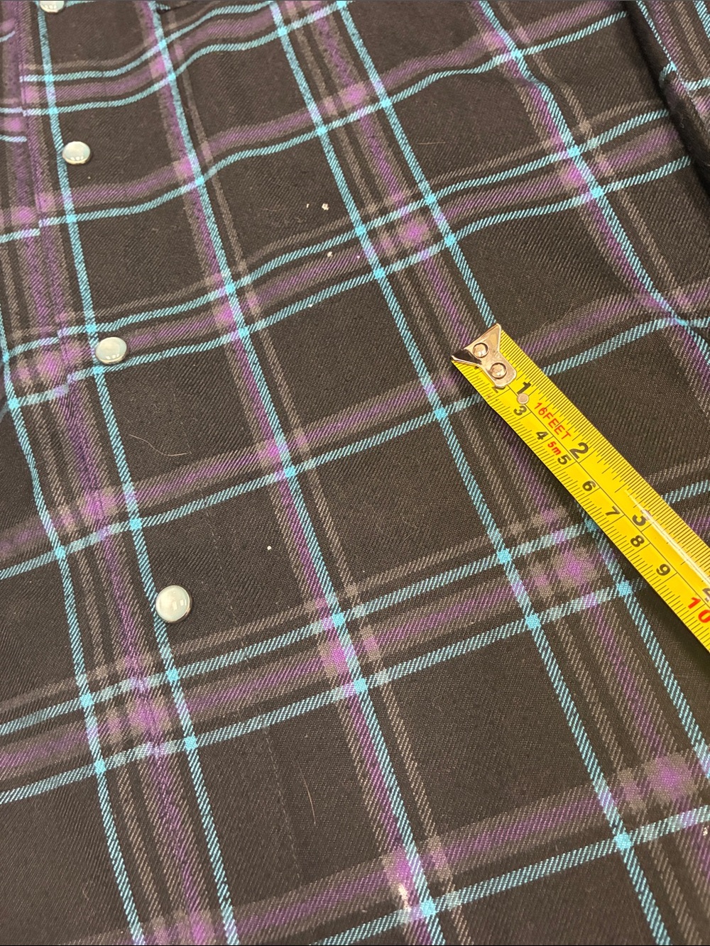 DIXXON Black Plaid Button-Down Shirt with Blue & Purple Lines "scared steel" - Picture 4 of 8